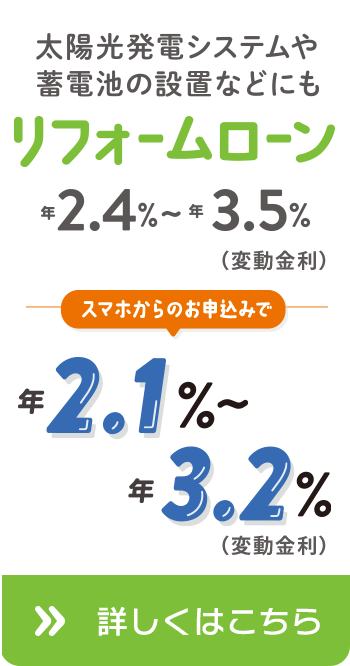 太陽光発電システムや蓄電池の設置などにも リフォームローン